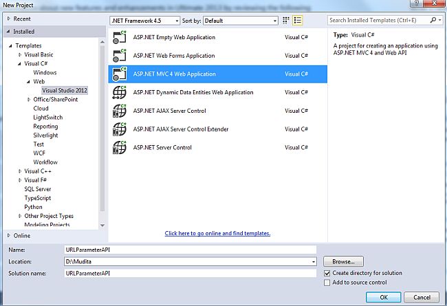 Select MVC4 Web Application