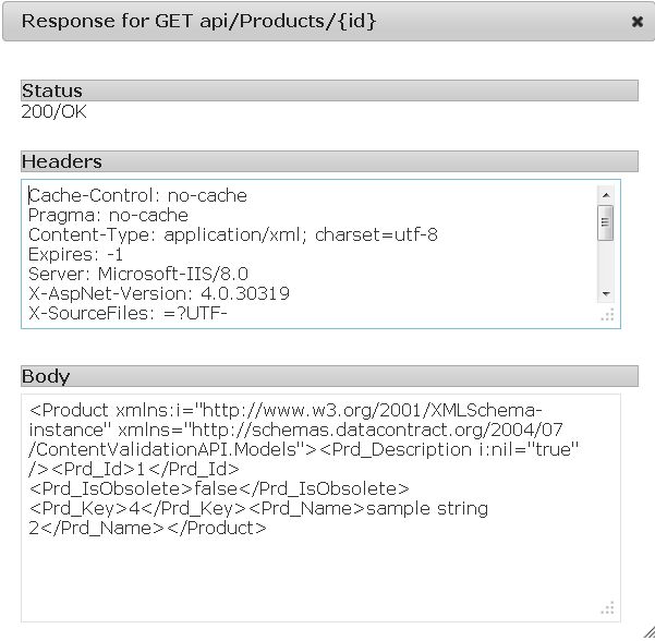 Response for Get API