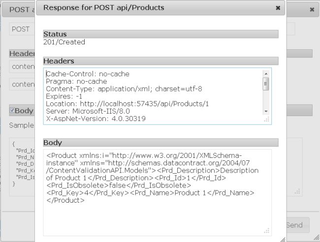 Response for POST APi