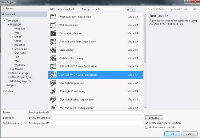 Select MVC4 Application