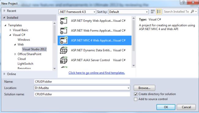 Select MVC4 application