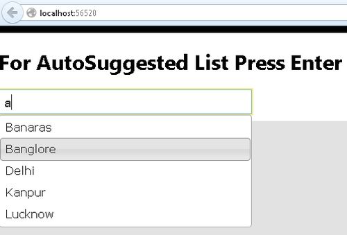 Show Autosuggest List