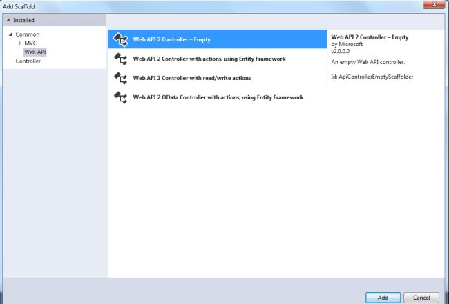 Select Web API2 Controller