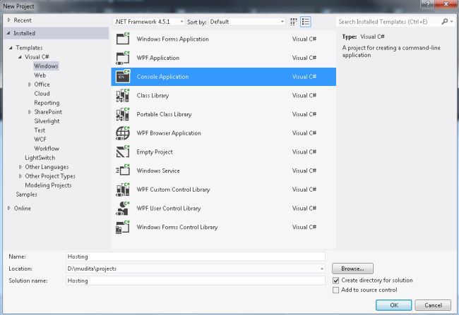 Create Coonsole Application