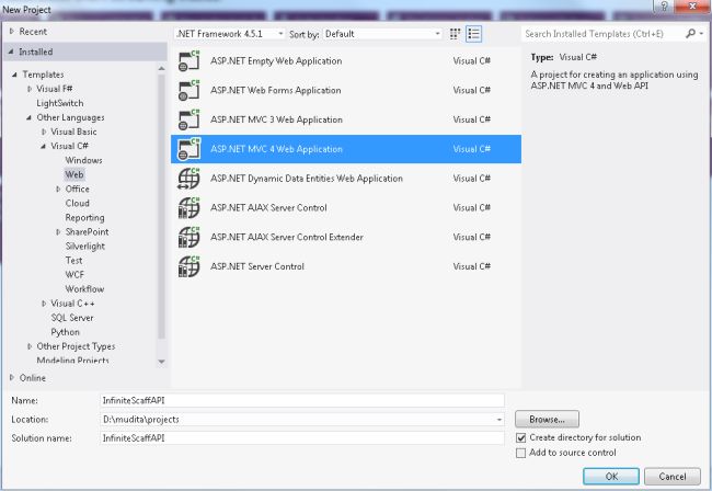Select MVC4 application