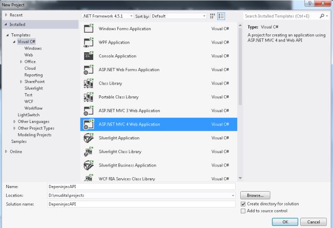 Select MVC4 Web Application