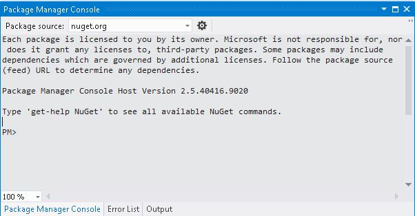 Installing the NuGet Packages By Package Manager Console in Web API