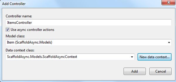 Select Model Class and Data Context