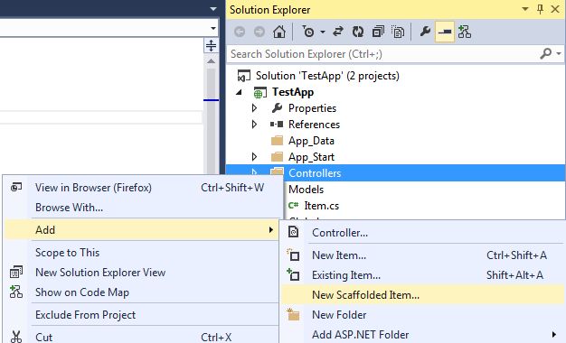 Select scaffolded Item