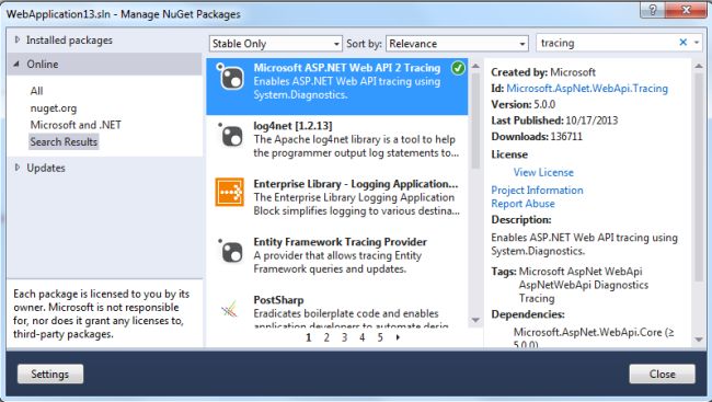 Install Tracing package