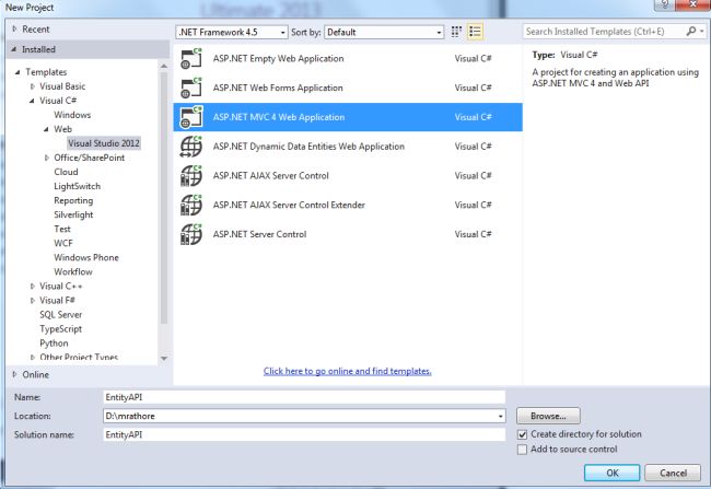 Select MVC4 Web Application