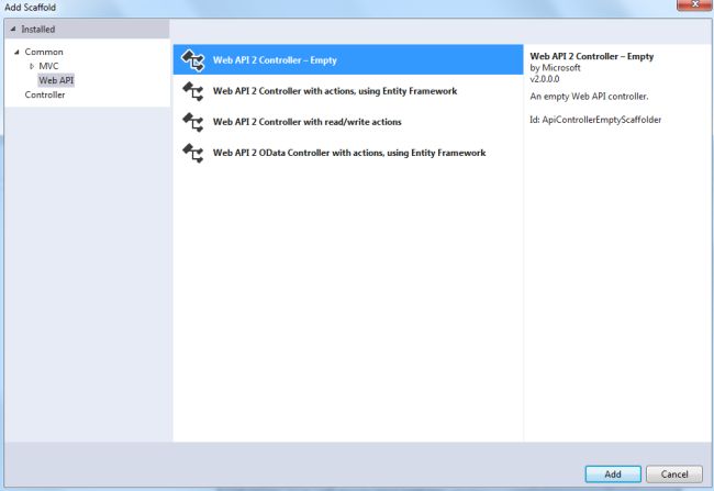 Select Web API2 Controller