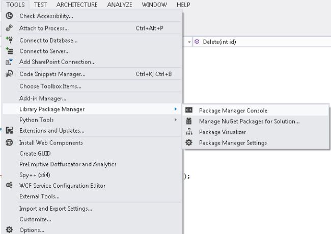 Select Console Package Manager