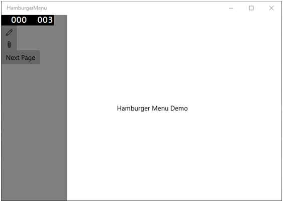 Windows 10 SplitView Hamburger Menu