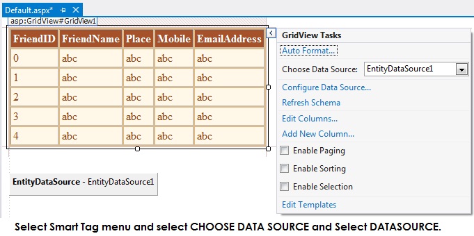Select EntityDataSource