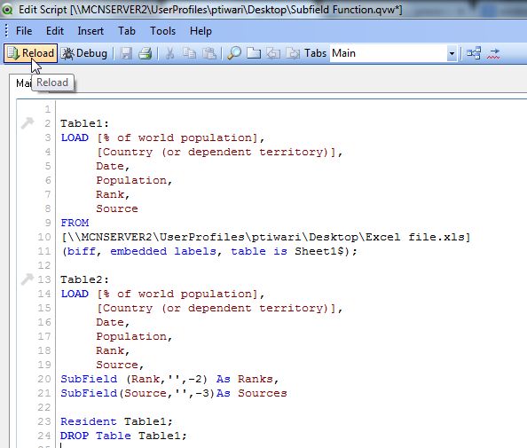 SubField() Function in QlikView Application: Part 1