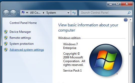 Advanced system settings