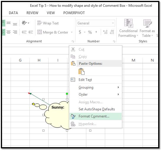 Excel Tips n Tricks Tip 5 (Modify Shape and Style of Comment Box in