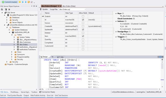 DataTable Design View For Azure SQL Database