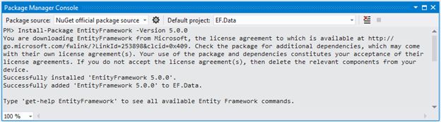 Install entity framework