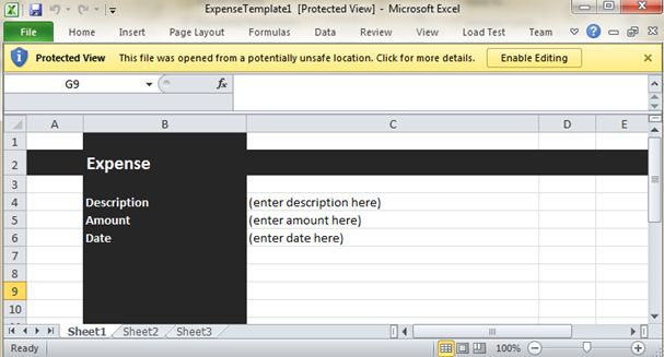 Expense Content Type template