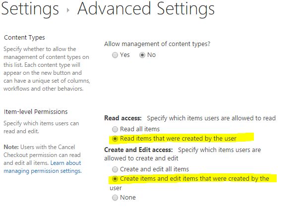 advanced setting page