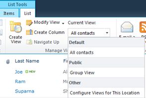 change the view from List tab