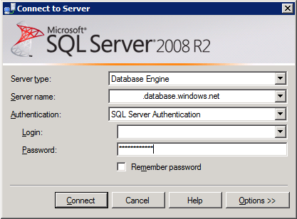 Windows Azure - Connecting to SQL Azure using Management Studio