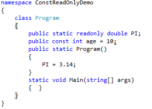 Const and Readonly Keywords in C#