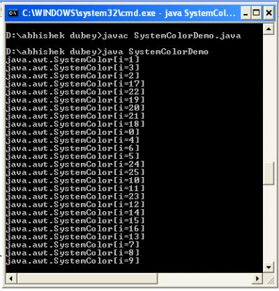 Working With SytemColor Class in Java