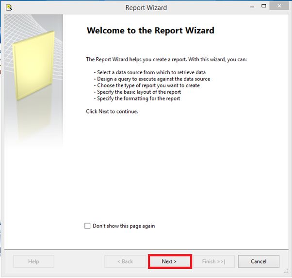 Report Wizard page