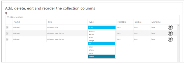 Collection Data Source Operations on a Data Table