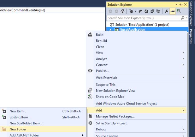 Adding Folder in Web Application