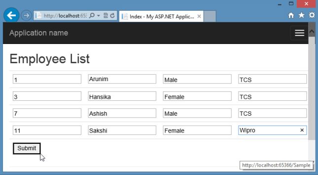 Editing Multiple Records Using Model Binding in MVC