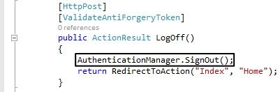 LogOff Code in MVC