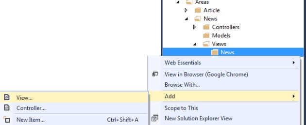 Adding View for Area