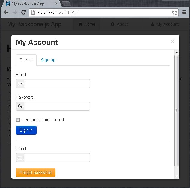 Account in Backbone Project