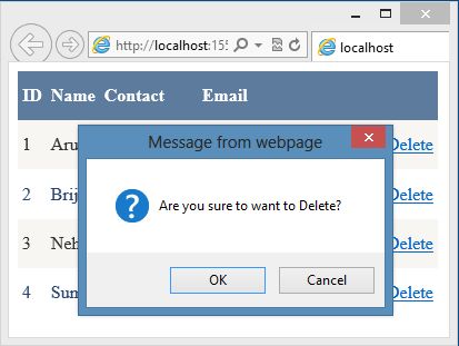 Showing Confirmation Dialog Using JavaScript