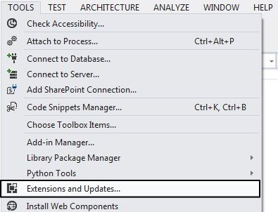 Extentions and Update in VS 2012