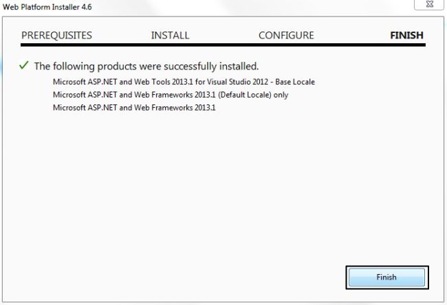 Final installation in WebPlatform Installer