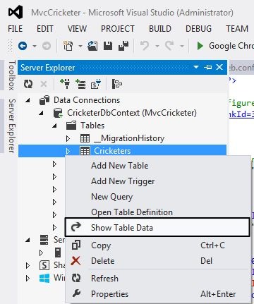 View Table Data from Server Explorer