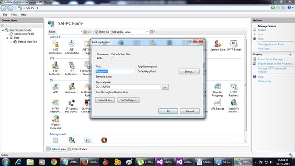 add application in IIS