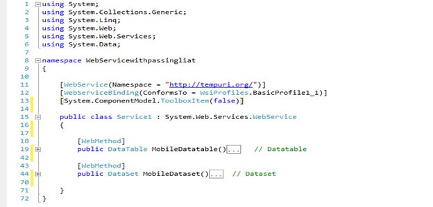 Send DataSet and DataTable From Webservice and Consume in Application