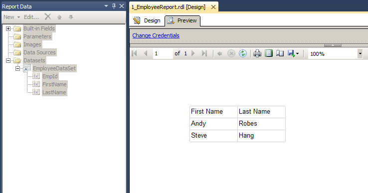 SSRS Report Using Stored Procedure