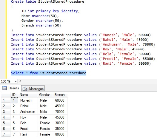 StudentStoredProcedure