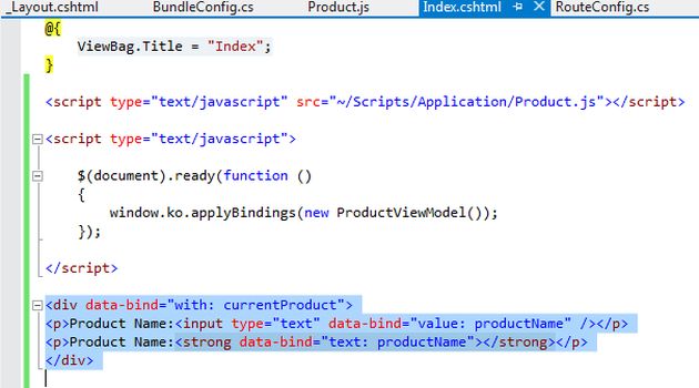 Add the following code in the Index