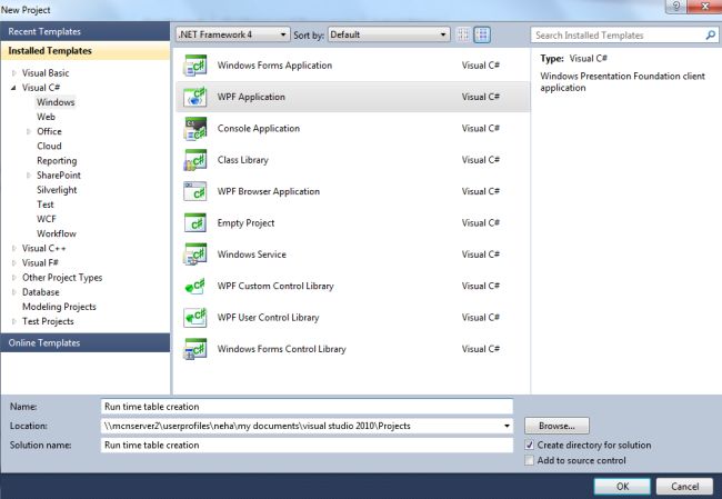 Runtime Table Creation in WPF