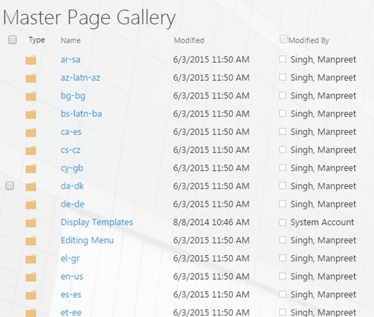 Master Page Gallery