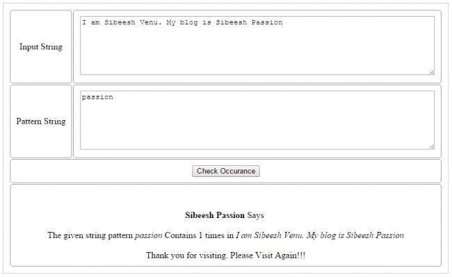 Find Occurrence of a String