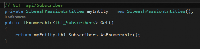 Get Operation In API Controller